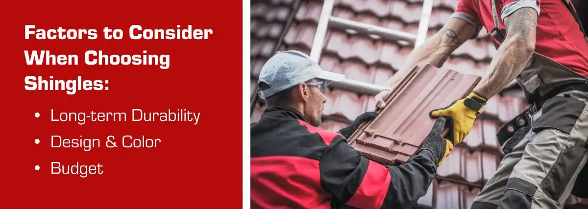 One worker handing a roof tile up to another worker. 