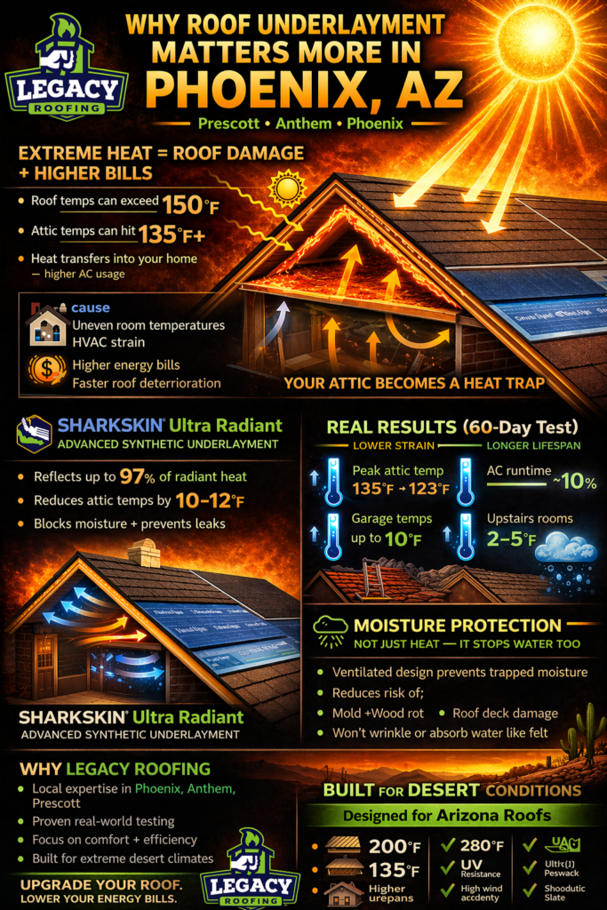 Why Roof Underlayment Matters More in Phoenix, AZ Infographic SharkSkin | Legacy Roofing