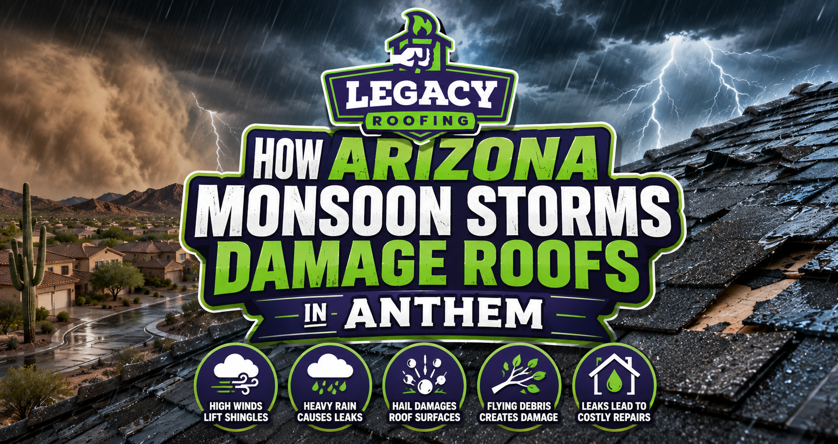 How Arizona Monsoon Storms Damage Roofs in Anthem | Legacy Roofing