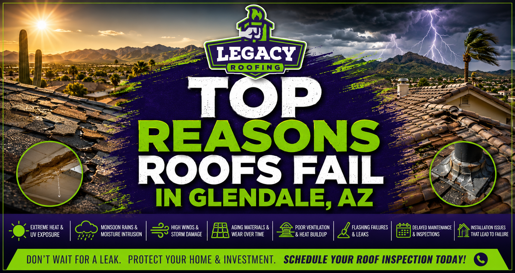 Top Reasons Roofs Fail in Glendale, AZ